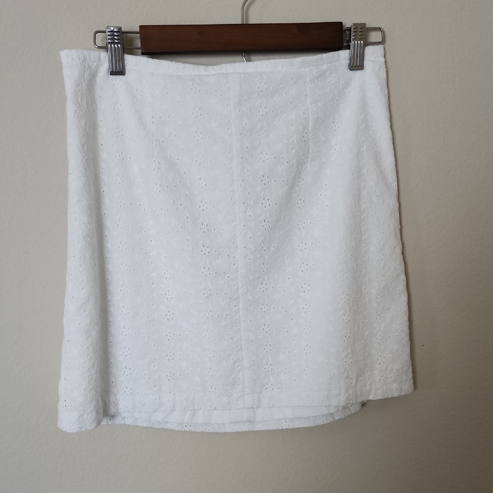 Elegant White Eyelet Skirt